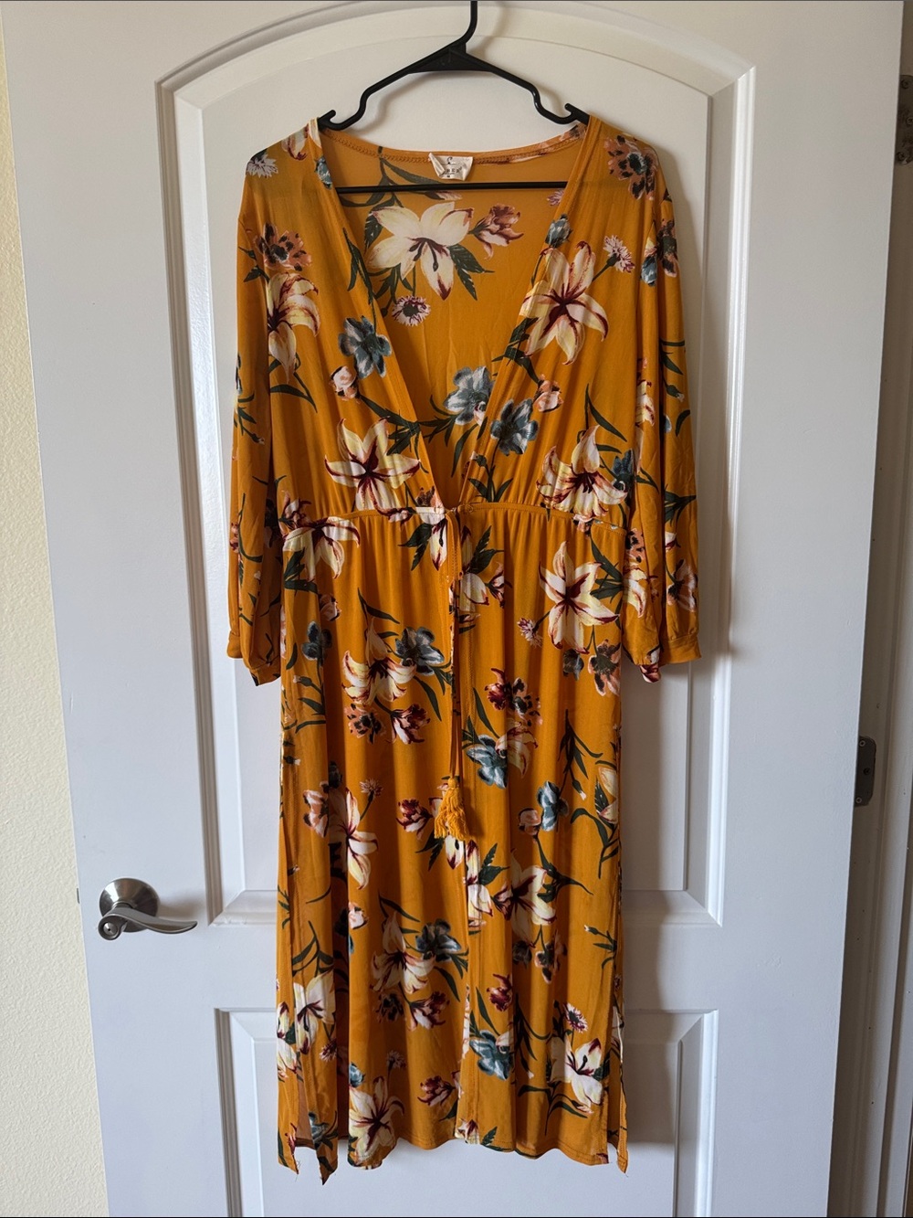 Ember Floral Swim Coverup- Mustard Yellow